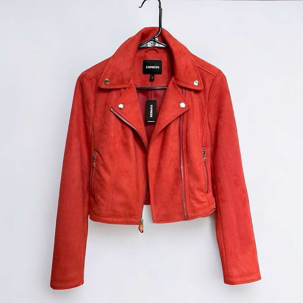 ❤️NWT Express Red suede moto jacket